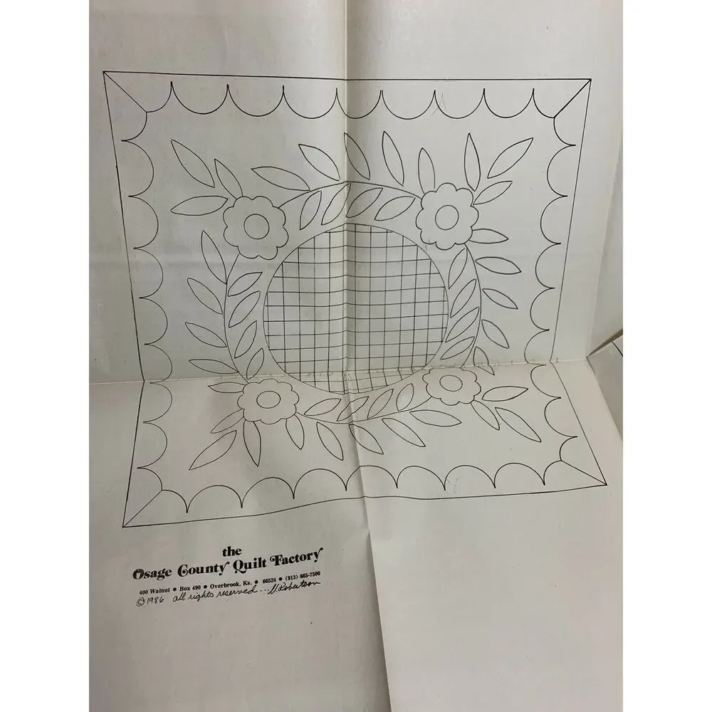 The Osage County Quilt Factory Whitework Pattern 1986 As You Go Robertson